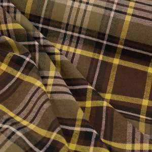 Brushed Plaid Cotton Deadstock - Choc, Khaki & Buttercup