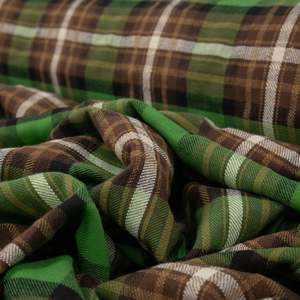 Brushed Cotton Plaid Deadstock 210gsm - Leaf, Brown & White