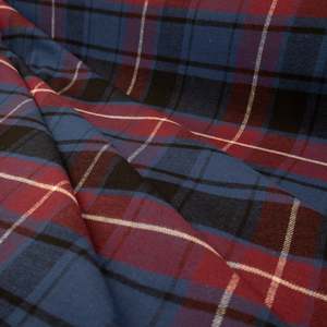Brushed Cotton Plaid Deadstock - Blue, Wine, Black & Cream