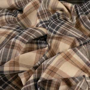 Brushed Cotton Plaid Deadstock - Beige, Taupe & Black