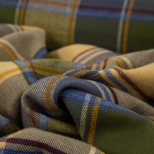 Brushed Cotton Plaid Deadstock 200gsm - Lemon, Moss & Blue
