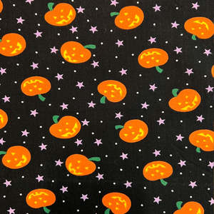 All Fabric: Halloween Cotton Print - Pumpkins & Stars