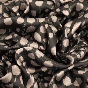 All Fabric: Spot Printed Satin Deadstock - Charcoal & Silver