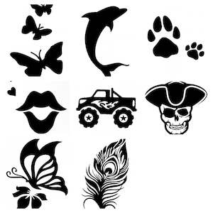 Glitter Tattoo Stencils 1: PXP Glitter tattoo stencil pack - 40pc assorted