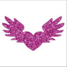 Glitter Tattoo Stencils 1: Glitter tattoo stencils - Heart with wings - 5pcs