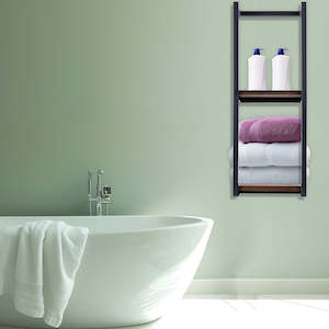 Stylish Bathroom Towel Storage Rack with Wooden Shelves