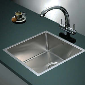 Kitchen Sinks: 490x440mm Handmade 1.2mm Stainless Steel Sink – Undermount/Topmount with Waste & Stainless Steel 304 Look