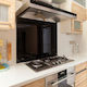 Toughened 60x75cm Black Glass Kitchen Splashback – Modern Heat-Resistant Design for Homes