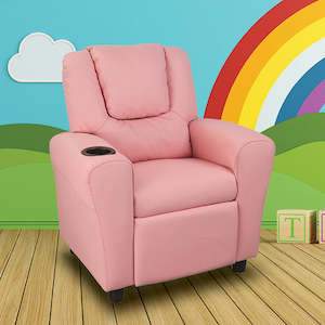 Massage Chairs And Recliners: Kids Recliner with Drink Holder – Pink Comfortable Children’s Lounge Chair