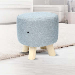 Massage Chairs And Recliners: Grey Fabric Ottoman Foot Stool Rest Pouffe – Round Padded Seat for Living Room Comfort