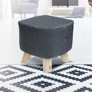 Charcoal Fabric Ottoman Foot Stool Rest Pouffe – Squircle Padded Seat for Livi&hellip;