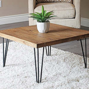 Office Furniture: Set of 4 Industrial 3-Rod Retro Hairpin Table Legs 12mm Steel Bench Desk - 41cm Black