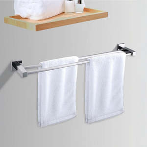 Bathroom Accessories: Double Chrome Bathroom Towel Rail – Wall-Mounted Bar for Modern Storage & Everyday Use