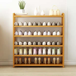 Home Furniture: 6 Layers Natural Wood Bamboo Shelf Entryway Storage Shoe Rack Home Furniture