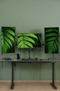 Triple Computer Monitor Mount Stand – Desk Clamp with 3 Adjustable Arms for Mu&hellip;