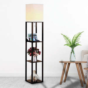 Shelf Floor Lamp – Shade Diffused Lighting with Open-Box Shelves in {{Colour}} Style C