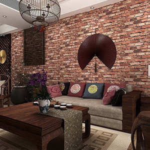 Home Furniture: 10m 3D Red Brick Print Theme Wallpaper