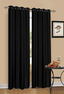 Home Furniture: Black 2X Blockout Curtains – Blackout Window Draperies Pair with Eyelets for Bedroom 132 x 213cm