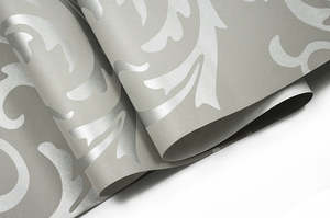 Home Furniture: Wallpaper Silver Flower Pattern Roll – Non-woven Decorative Wall Covering for Home & Office Interiors