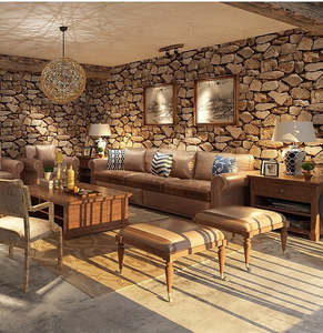 Home Furniture: Rustic Rock Brick Wallpaper