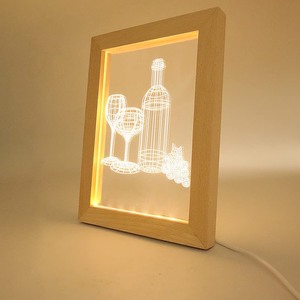 Home Furniture: LED Photo Frame + 2 Blanks Laser Engraving Display Night-light Engraver Picture