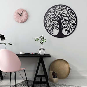 Home Furniture: 60cm Tree of Life & Birds Round Metal Wall Garden Art Sculpture