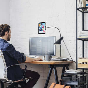 Office Furniture: Adjustable Floor Stand Lazy Mount Holder Bracket For 4-9.5in Tablet Phone Stand