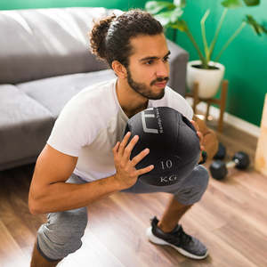 Gym Weights: 10kg Double-Handled Rubber Medicine Core Ball