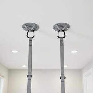 Pair of Grey Wall Anchor Mounts for Battle Ropes, Suspension Training & Gym Use