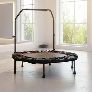 Mini Rebounder Trampoline with Adjustable Handle for Low-Impact Fitness & Bounce Training