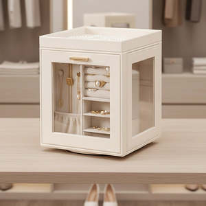 Jewellery Organiser with Mirror and 360° Rotating Storage
