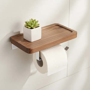 Bathroom Accessories: Toilet Paper Holder with Shelf Wall Mounted Bathroom Storage & Display