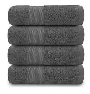 Bathroom Accessories: 500 GSM Cotton Bath Towels 4 Pack Grey
