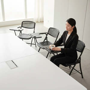 Office Furniture: 3pc Folding Lecture Chair Set with Table Top for Training & Events