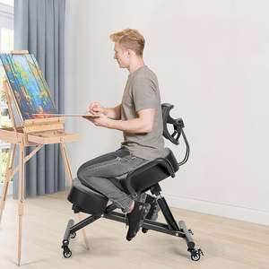 Office Furniture: Ergonomic Kneeling Chair with Backrest, Wheels & Adjustable Height