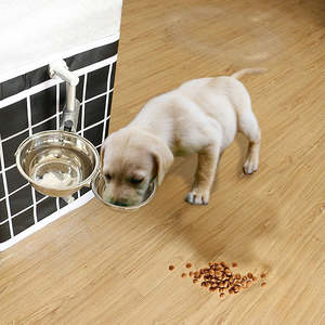 Pet Supplies: Elevated Pet Feeder with Wall Mounted Stainless Steel Bowls