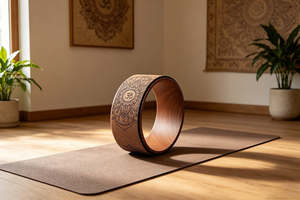 Sports Fitness: Cork Yoga Wheel 33cm Backbend Stretching Yoga Prop