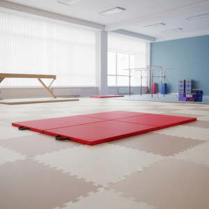 Sports Fitness: 240x122cm Red Folding Exercise Mat – Ideal for Gymnastics, Yoga, Karate & Martial Arts