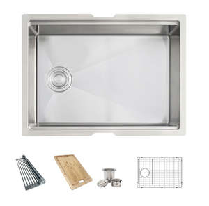 Kitchen Sinks: 550mm Gold Single Bowl Workstation Kitchen Sink Dual Mount