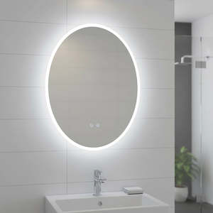 Home Furniture: Oval LED Mirror with Anti-Fog Function and Touch Control