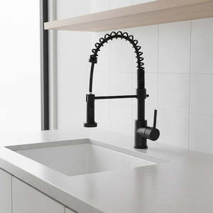 Bathroom And Kitchen: Basin Mixer Tap Faucet with Extendable Spout – Kitchen & Laundry Sink in Black