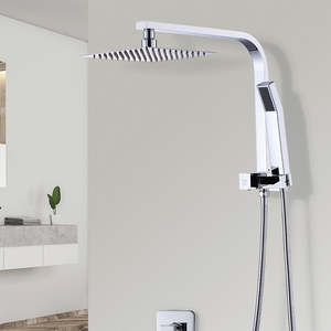 WELS 8" Rain Shower Head Set – Chrome Square Dual Heads Faucet with Hand Held &hellip;