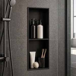 Bathroom Fixtures And Fittings: 70cm Black Recessed Shower Niche Shelf 304 Stainless Steel No Tile Bathroom Wall Insert