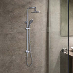 WELS 8" Chrome Rain Shower Set – Dual Rounded Heads with Handheld Attachment Without Mixer