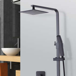 WELS 8" Rain Shower Head Set – Black Square Dual Heads with Handheld Faucet in&hellip;