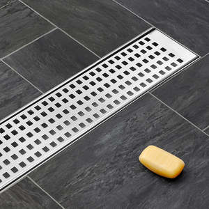90cm Bathroom Shower Stainless Steel Grate Drain with Centre Outlet Floor Waste &hellip;