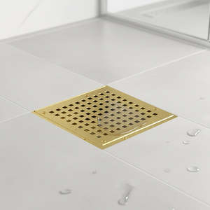 Floor Wastes And Grates: Square Shower Drain – 10x10cm Gold Grid Grate