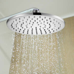 Shower Heads: Rain Shower Head with 200mm Round Design, Chrome Finish and Swivel Joint