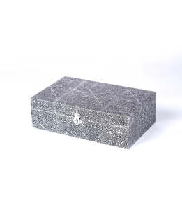Keepsake Boxes: Wooden Keepsake Treasure Box - Silver Brass