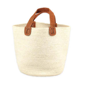 Jute Tote Bag with Suede Handles